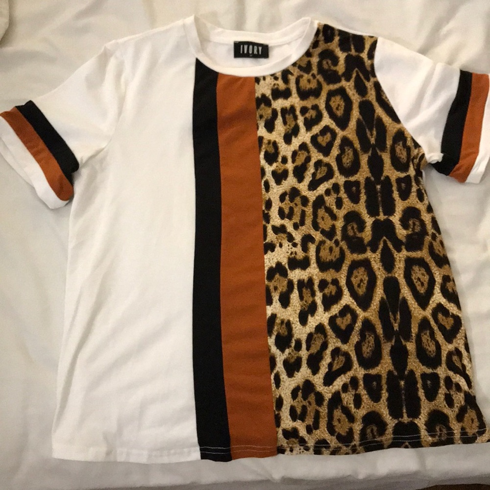 Ivory cheetah and striped top